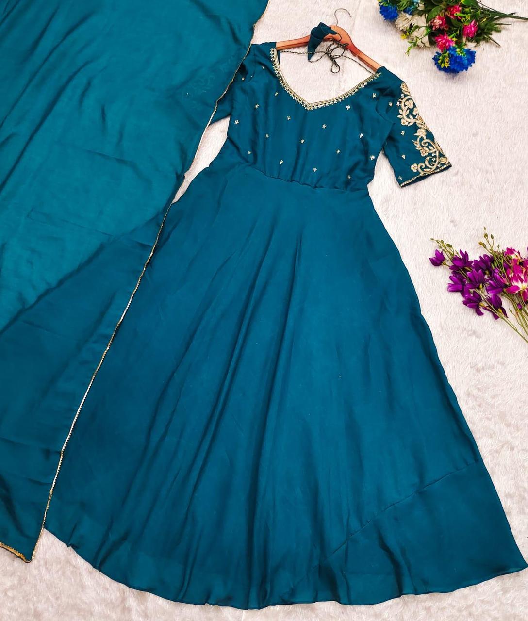 💙 Mor Pankh Vichitra Silk Anarkali with Dupatta ✨